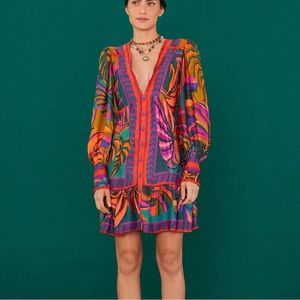 Farm Rio | Graphic Foliage Lenzing™ Ecovero™ Viscose Mini Dress